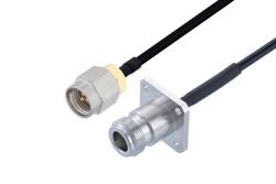 PE3W17580 - SMA Male to N Female 4 Hole Flange Cable Using PE-SR402FLJ Coax