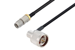 PE3W17832 - 3.5mm Male to N Male Right Angle Cable Using PE-SR402FLJ Coax