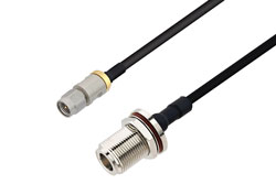 PE3W17835 - 3.5mm Male to N Female Bulkhead Cable Using PE-SR402FLJ Coax