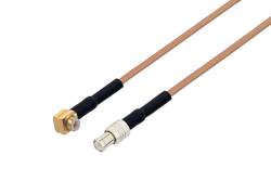 PE3W20290/HS - Snap-On MMBX Plug Right Angle to MCX Plug Cable Using RG178 Coax with HeatShrink