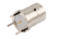 PE40010 - 12G SDI 75 Ohm BNC Female Connector Solder Attachment Thru Hole PCB