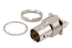 PE40012 - 12G SDI 75 Ohm BNC Female Bulkhead Mount Connector Solder Attachment 0.062" PCB