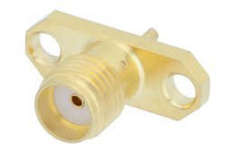 PE4004 - SMA Female Connector Solder Attachment 2 Hole Flange Mount Solder Cup Terminal, .481 inch Hole Spacing