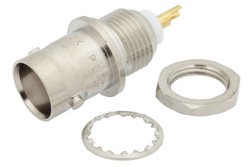 PE4014 - BNC Female Bulkhead Mount Connector Solder Attachment Solder Cup Terminal, .410 inch D Hole