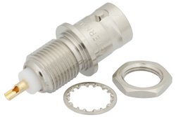 PE4015 - BNC Female Bulkhead Mount Connector Solder Attachment Solder Cup Terminal, .350 inch D Hole