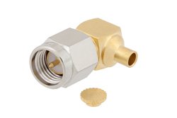 PE4025 - SMA Male Right Angle Connector Solder Attachment for PE-SR405AL, PE-SR405FL, RG405