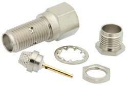 PE4033 - SMA Female Bulkhead Connector Clamp/Solder Attachment For RG58, RG55, RG142, RG223, RG400, .235 inch D Hole