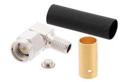 PE4039 - SMA Male Right Angle Connector Solder Attachment for RG58, RG55, RG142, RG223, RG400