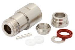 PE4059 - N Female Connector Clamp/Solder (Captive Contact) Attachment for RG213, RG214, RG8, RG9, RG11, RG225, RG393, RG144, RG216, RG215