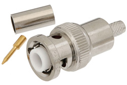 【カスタム依頼品】140段式カタパルトアースケーブル　3.5mmプラグ-Y端子 MHV Male Connector Crimp/Solder Attachment for RG58, RG303