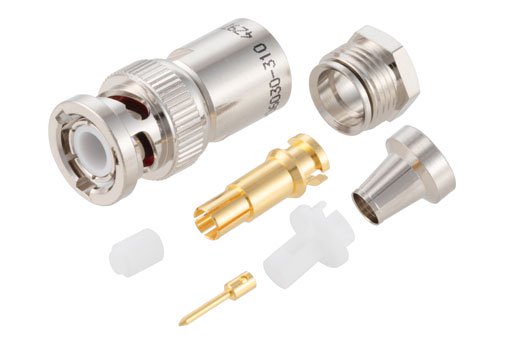 PE410-06030-310 - 75 Ohm TRB Plug 1553 Connector Crimp/Solder Attachment for TRC-50-2, TRC-75-2, Belden 9222,