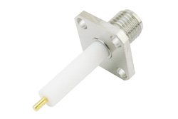 PE4111 - SMA Female Connector Solder Attachment 4 Hole Flange Mount Stub Terminal