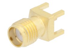 PE4117 - SMA Female Connector Solder Attachment Thru Hole PCB, .201 inch x .059 inch Hole Spacing