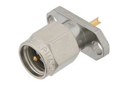 PE4125 - SMA Male Connector Solder Attachment 2 Hole Flange Mount Solder Cup Terminal, .481 inch Hole Spacing