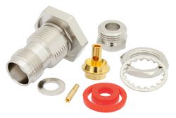 PE4149 - TNC Female Bulkhead Connector Clamp/Solder Attachment For PE-SR405AL, PE-SR405FL, RG405, .480 inch D Hole