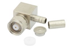 PE4162 - 75 Ohm SMC Plug Right Angle Connector Crimp/Solder Attachment For RG180, RG195