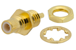 PE4171 - SMC Jack Bulkhead Mount Connector Solder Attachment Solder Cup Terminal, .177 inch D Hole, Front Mount