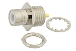 PE4172 - 75 Ohm SMB Jack Bulkhead Connector Solder Attachment Solder Cup Terminal, .295 inch D Hole