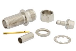 PE4187 - SMA Female Bulkhead Connector Crimp/Solder (Captive Contact) Attachment For RG316, RG174, RG188, .235 inch D Hole