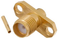 PE4197 - SMA Female Connector Solder Attachment 2 Hole Flange Mount for PE-SR405AL, PE-SR405FL, PE-SR405FLJ, RG405, .481 inch Hole Spacing
