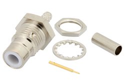 PE4255 - 75 Ohm SMB Jack Bulkhead Mount Connector Crimp/Solder Attachment for RG179, RG187, .285 inch D Hole