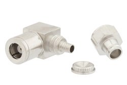 PE4260 - SMB Plug Right Angle Connector Clamp/Solder Attachment For RG174, RG316, RG188