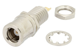 PE4288 - SMB Plug Bulkhead Mount Connector Solder Attachment Solder Cup Terminal, .177 inch D Hole