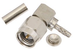PE4296 - SMA Male Right Angle Connector Crimp/Solder Attachment for RG178, RG196