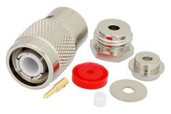 PE4303 - TNC Male Connector Clamp/Solder Attachment For RG174, RG316, RG188