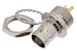 PE4318 - BNC Female Bulkhead Mount Isolated Ground Connector Solder Attachment Solder Cup Terminal, .480 inch D Hole