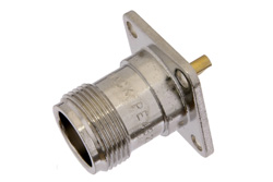 PE4322 - SC Female Connector Solder Attachment 4 Hole Flange Mount Solder Cup Terminal, .718 inch Hole Spacing