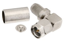PE4327 - SMA Male Right Angle Connector Crimp/Solder Attachment for RG59B/U, RG62, RG71