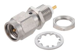 PE4354 - SMA Male Bulkhead Mount Connector Solder Attachment Solder Cup Terminal, .235 inch D Hole
