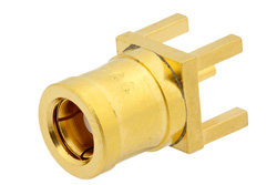 PE4366 - SMB Plug Connector Solder Attachment Thru Hole PCB, .200 inch x .067 inch Hole Spacing