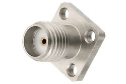 PE44003 - SMA Female Field Replaceable Connector 4 Hole Flange Mount .020 inch Pin, .375 inch Flange Size