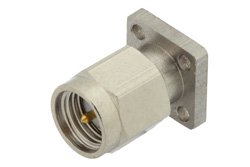 PE44005 - SMA Male Field Replaceable Connector With EMI Gasket 4 Hole Flange 0.012 inch Pin, .375 inch Flange Size