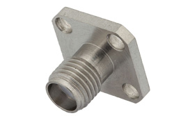 PE44010 - SMA Female Field Replaceable Connector With EMI Gasket 4 Hole Flange 0.012 inch Pin, .500 inch Flange Size