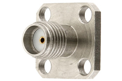 PE44012 - SMA Female Field Replaceable Connector With EMI Gasket 4 Hole Flange Mount .018 inch Pin, .500 inch Flange Size