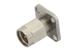 PE44018 - SMA Male Field Replaceable Connector With EMI Gasket 4 Hole Flange 0.012 inch Pin, .500 inch Flange Size