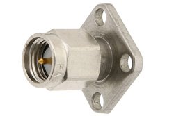 PE44019 - SMA Male Field Replaceable Connector With EMI Gasket 4 Hole Flange 0.015 inch Pin, .500 inch Flange Size