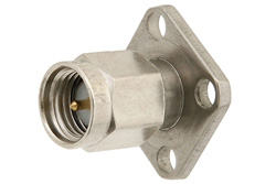 PE44022 - SMA Male Field Replaceable Connector 4 Hole Flange Mount .036 inch Pin, .500 inch Flange Size