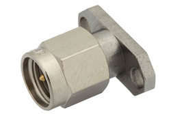 PE44028 - SMA Male Field Replaceable Connector With EMI Gasket 2 Hole Flange Mount .012 inch Pin