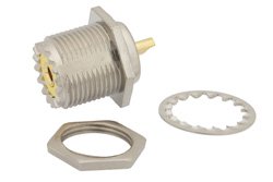 PE44060 - UHF Female Bulkhead Connector Solder Attachment Solder Cup Terminal, .575 inch D Hole, Rear Mount