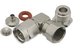 PE4407 - SMA Male Right Angle Connector Clamp/Solder Attachment For RG188-DS, RG316-DS