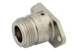 PE44078 - N Female Connector Solder Attachment 2 Hole Flange Mount Tab Terminal, 1.0 inch Hole Spacing