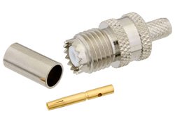 PE44084 - Mini UHF Female Connector Crimp/Solder Attachment for RG58, RG303, RG141, PE-C195, PE-P195, LMR-195, 0.195 inch
