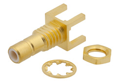 PE44123 - SMB Jack Bulkhead Mount Connector Solder Attachment Thru Hole PCB, .177 inch D Hole
