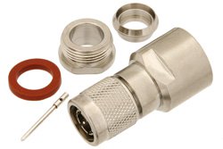 PE44163 - 75 Ohm TNC Male Connector Clamp/Solder Attachment for RG11, RG144, RG216