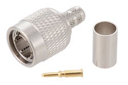 PE44166 - 75 Ohm TNC Male Connector Crimp/Solder Attachment for RG59B/U, RG62