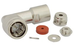 PE44172 - 75 Ohm TNC Male Right Angle Connector Clamp/Solder Attachment for RG179, RG187